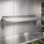 Thumbnail image #3 for BK Resources BKWSE-1272 Wall-Mounted 430 Stainless Steel Shelf, 72" W x 12" D, 18 Gauge, 1-1/2" Rear Up-Turn