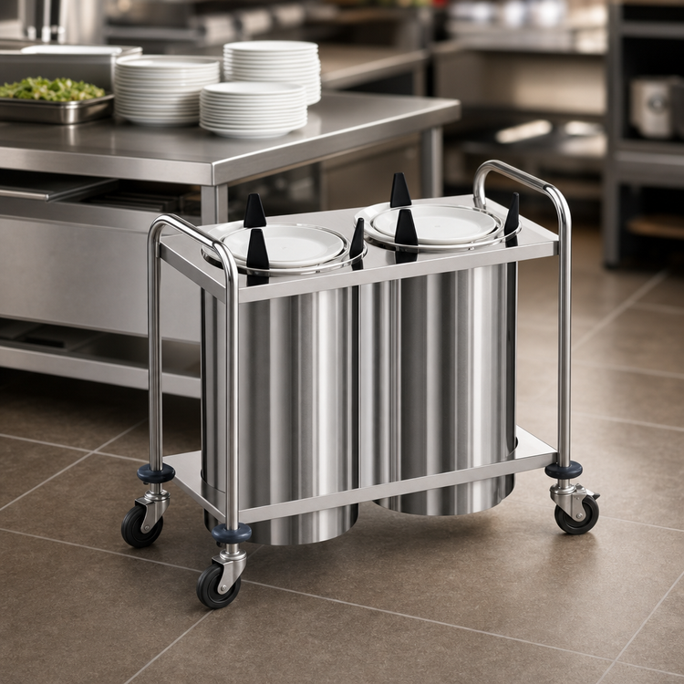 Product image #3 for Atlas Metal 3-Stack Mobile Open Plate Dispenser, Unheated, 7-1/4 Inch Max Plate Diameter