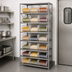 Thumbnail image #3 for Quantum Heavy-Duty Stationary Galvanized Wire Shelving Unit, 24 x 36 x 75 Inches, with 8 Shelves and 15 Clear Bins