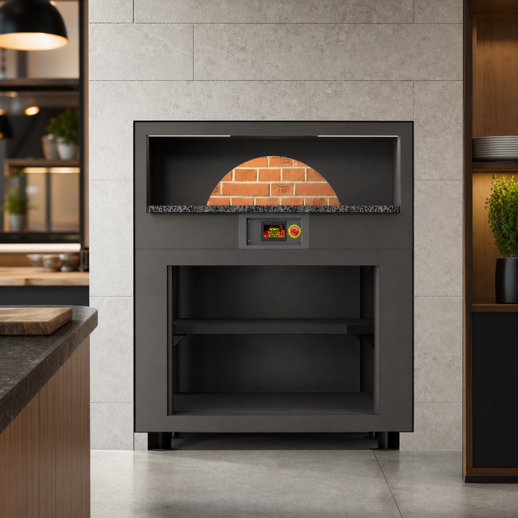Product image #3 for Marra Forni Facade EF180W Enclosed Wood-Fired Brick Pizza Oven with 70.86-Inch Round Deck and Stand