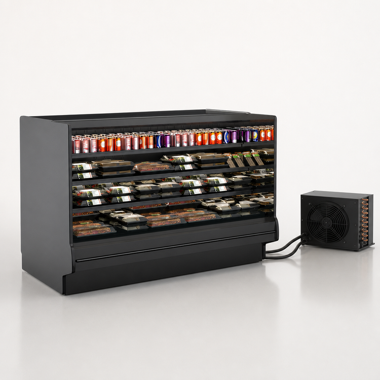 Product image #3 for Fusion® 75-3/8-Inch Countertop Refrigerated Self-Service Display Case with 3 Solid Shelves, Remote DX