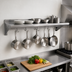 Thumbnail image #3 for John Boos Stallion 48-Inch Wall-Mount Stainless Steel Shelf with Pot Rack