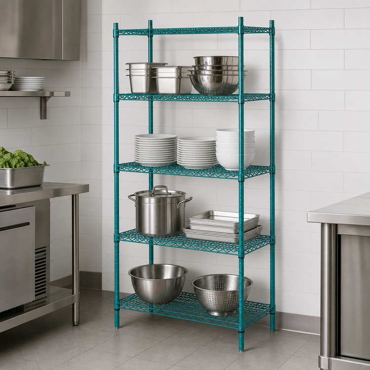 Product image #3 for Advance Tabco Special Value Series 36" W x 24" D x 74" H Green Epoxy Wire Shelving Unit with 4 Shelves