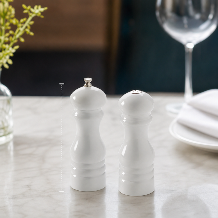 Product image #3 for American Metalcraft 6-Inch White Wood Salt & Pepper Mill / Shaker Set