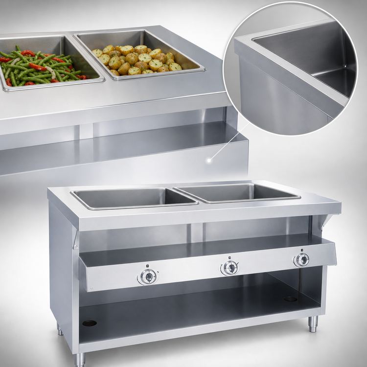 Product image #3 for Thurmaduke G-2-DLPG 2-Well 32" Propane Gas Dry Heat Steam Table