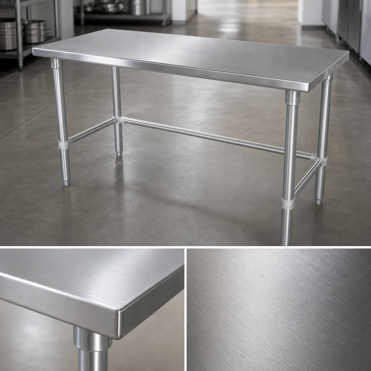 Product image #3 for John Boos Stallion 108-Inch x 30-Inch 14-Gauge 300-Series Stainless Steel Flat Top Work Table with Galvanized Base
