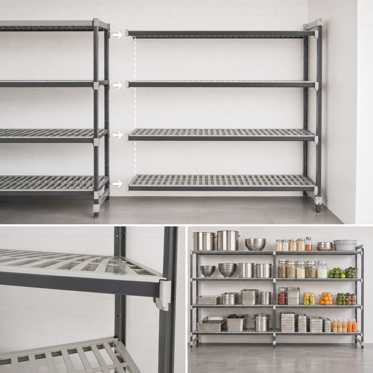 Product image #3 for Cambro Camshelving Elements XTRA 42" x 18" x 84" 5-Tier Vented Stationary Add-On Shelving Unit
