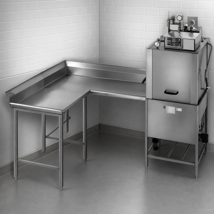 Product image #3 for Eagle Group Corner Clean Dishtable, 72" Machine-to-Corner x 60" Corner-to-End, 16 Gauge 430 Stainless Steel