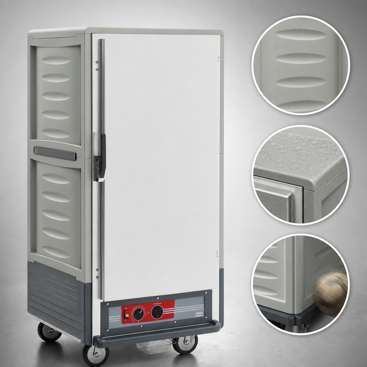Product image #3 for Metro C5 3 Series 3/4 Height Low Wattage Heated Holding Cabinet with Gray Insulation Armour, Solid Door and Fixed Wire Slides