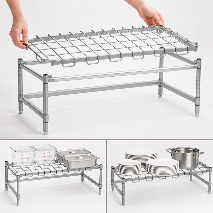 Product image #3 for Eagle Group Chrome Wire Dunnage Rack with Removable Wire Assembly, 60 x 21 x 14 Inches, 1,000 lb Capacity