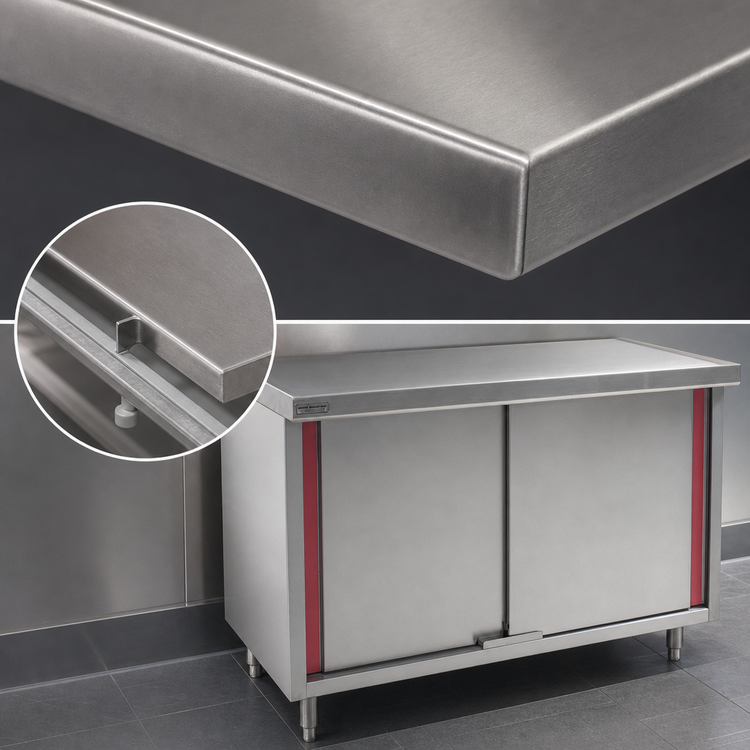 Product image #3 for Spec-Master CBH30120SEM Marine Series 120"W x 30"D Stainless Steel Enclosed Work Table with Hinged Doors