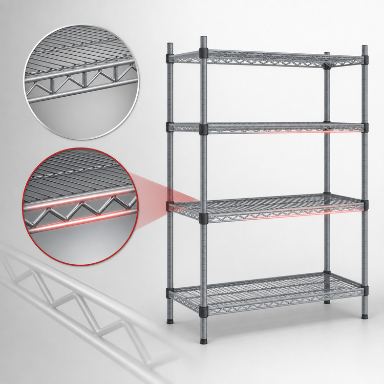 Product image #3 for Eagle Group Valu-Master Quad-Adjust 4-Tier Wire Shelving Starter Unit, 72W x 24D x 74H, Pewter Gray Epoxy Finish
