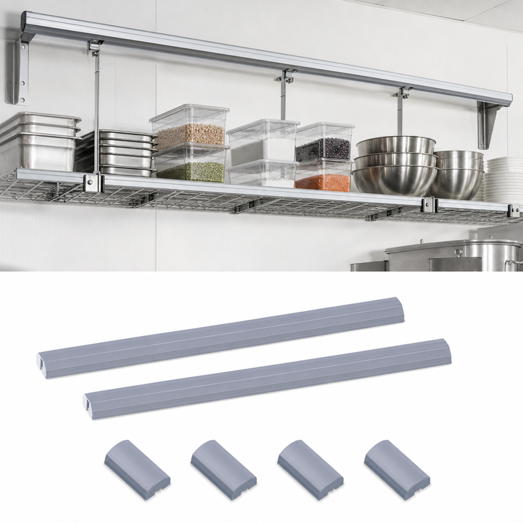 Product image #3 for Quantum Overhead Track Shelving Kit with 13-Foot Aluminum Tracks and End Plates