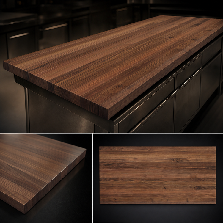 Product image #3 for John Boos Boos Block American Black Walnut Edge Grain Kitchen Countertop with Varnique Finish, 108 x 36 x 1-1/2 Inches