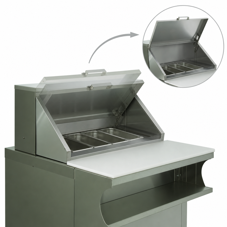 Product image #3 for Advance Tabco RC-4 Stainless Steel Flip-Up Hinged Cover for 4-Well Hot Food Tables