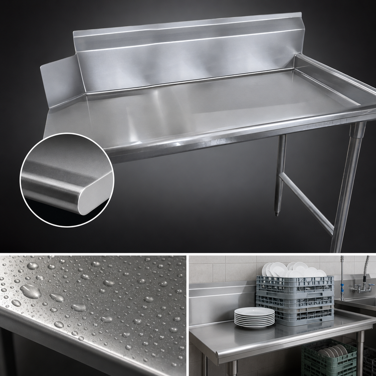 Product image #3 for 60-Inch x 30-Inch Stainless Steel Clean Dish Table, Left-to-Right, 9-Inch Splash