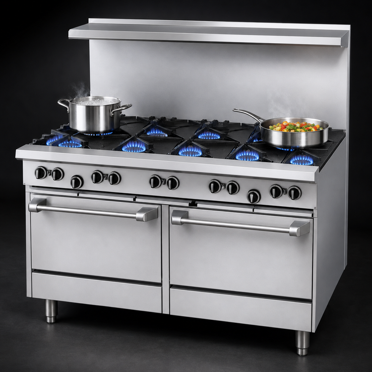Product image #3 for Garland US Range U Series 60-Inch Gas Restaurant Range with 8 Open Burners, 12-Inch Griddle, and 2 Storage Cabinets