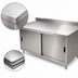 Thumbnail image #3 for 72 Inch x 30 Inch Stainless Steel Chef Table with Cabinet Base, Sliding Doors, and 5 Inch Backsplash