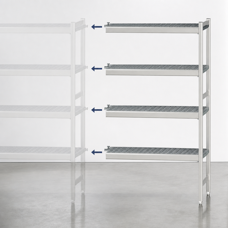Product image #3 for Fermostock 4-Tier Add-On Polymer Shelving Expansion Unit, 47W x 14D x 71H, Gray