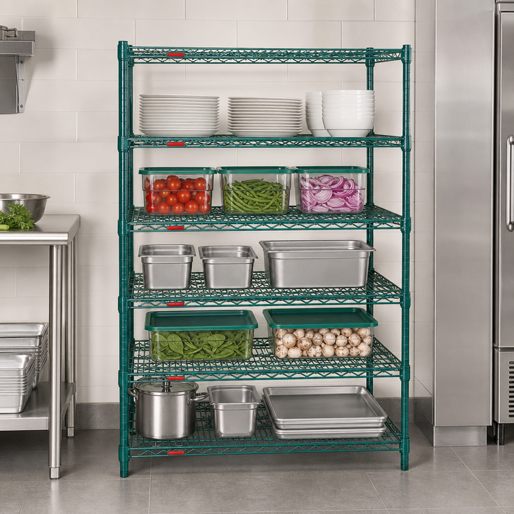 Product image #3 for Eagle Valu-Gard 5-Tier Wire Shelving Starter Unit, 42 x 24 x 86 Inches, Green Epoxy Finish