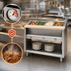 Thumbnail image #3 for Dinex DXPDME4SS 58-Inch 4-Well Electric Hot Food Table with Stainless Steel Top and Semi-Enclosed Cabinet Base