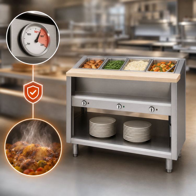Product image #3 for Dinex ServeXpress DXPDME4SS 4-Well Electric Hot Food Table with Semi-Enclosed Base