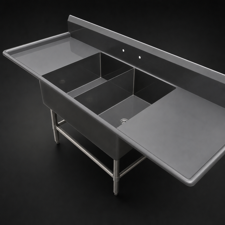 Product image #3 for John Boos Pro-Bowl 2-Compartment Bakery Sink with Left and Right 30-Inch Drainboards