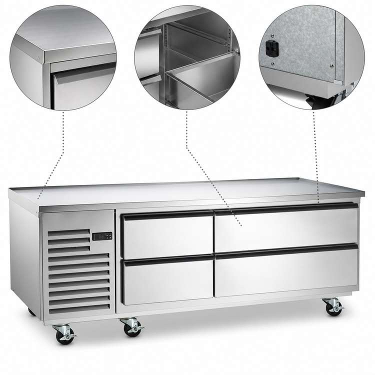 Product image #4 for Vulcan Achiever ARS96 96-Inch Self-Contained 6-Drawer Refrigerated Base with Marine Edge Top