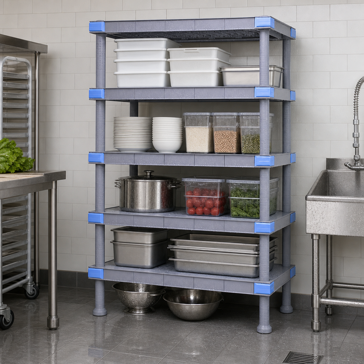 Product image #3 for Millenia 72-Inch W x 21-Inch D x 86-Inch H 5-Shelf Solid Polymer Stationary Starter Shelving Unit, Gray