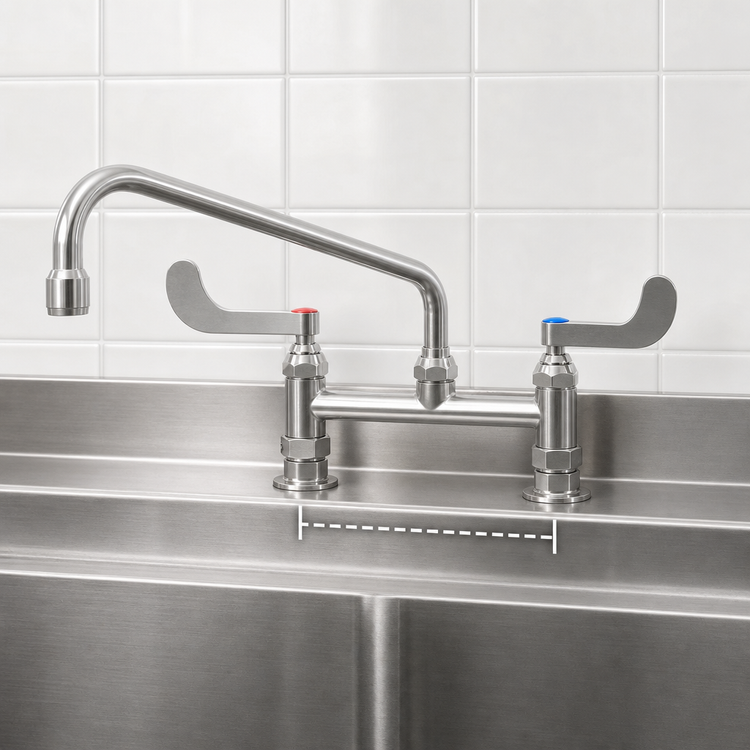 Product image #4 for EverSteel Double Pantry Deck-Mount Mixing Faucet, 8-Inch Centers, 12-Inch Swing Nozzle, Stainless Steel