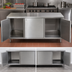 Thumbnail image #3 for BK Resources Dual-Access Stainless Steel Chef Table Cabinet Base with Locking Hinged Doors, 72 x 30 x 34-3/4 Inches