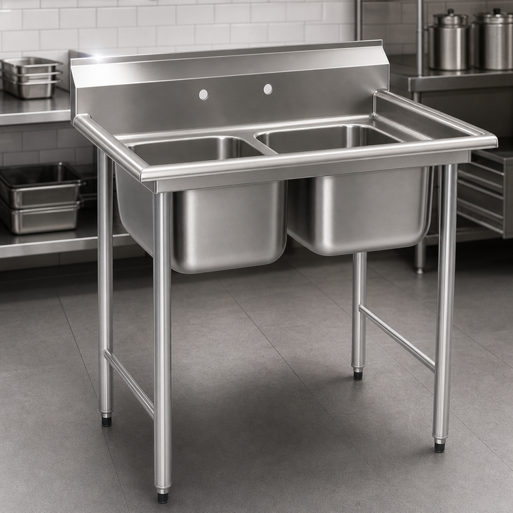 Product image #3 for Eagle Group 412 Series 2-Compartment Commercial Sink with 16 x 20 x 10.5 Inch Bowls, 41 Inch Wide