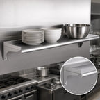 Thumbnail image #3 for Eagle Group WS1236-16/4-3VP 36" x 12" Wall-Mounted Shelf, 16-Gauge 430 Stainless Steel, Rolled Front Edge Case of 3