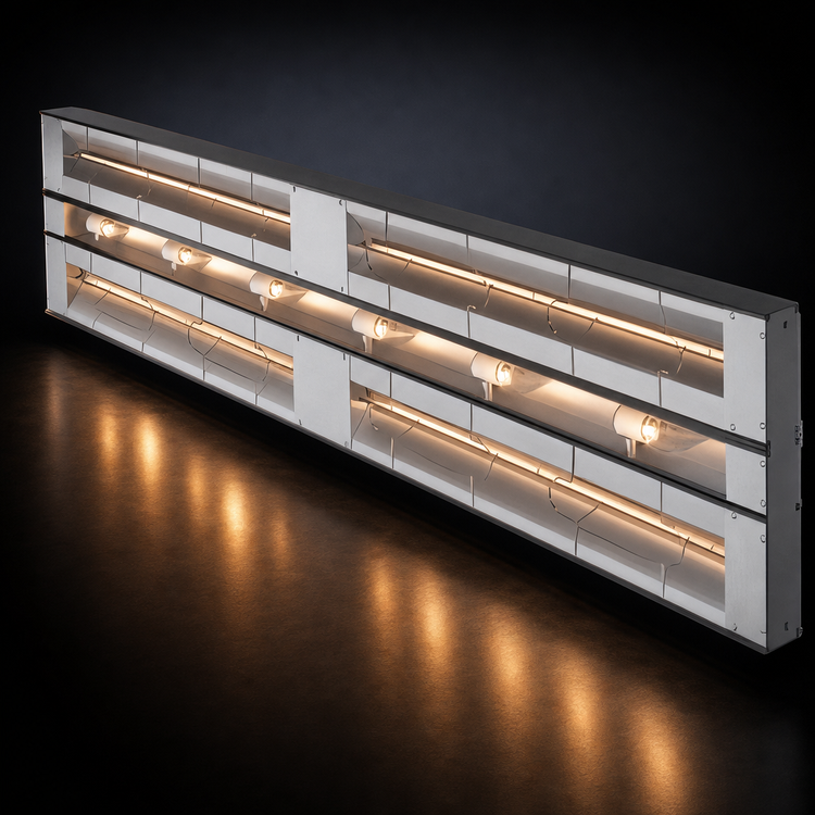 Product image #3 for Hatco Glo-Ray 60-Inch Lighted Dual Infrared Strip Heater, 3-Inch Spacer, Aluminum, 3700 Watts