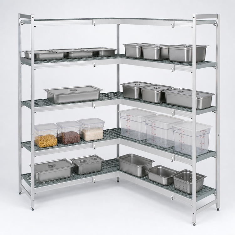Product image #3 for Fermostock 5-Tier Corner Expansion Polymer Shelving Unit Kit, 83 Inch H x 64 Inch W x 14 Inch D