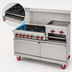 Thumbnail image #3 for American Range 48-Inch Commercial Gas Range with 4 Open Burners, 24-Inch Raised Griddle/Broiler, Left Standard Oven, and Right Storage Base