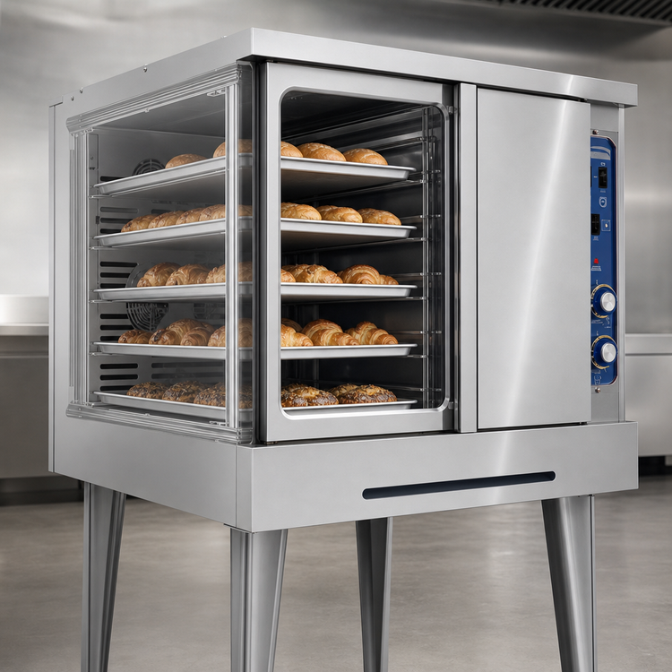 Product image #3 for Imperial Single-Deck Bakery Depth Gas Convection Oven with Window, 50/50 Doors and 5 Racks