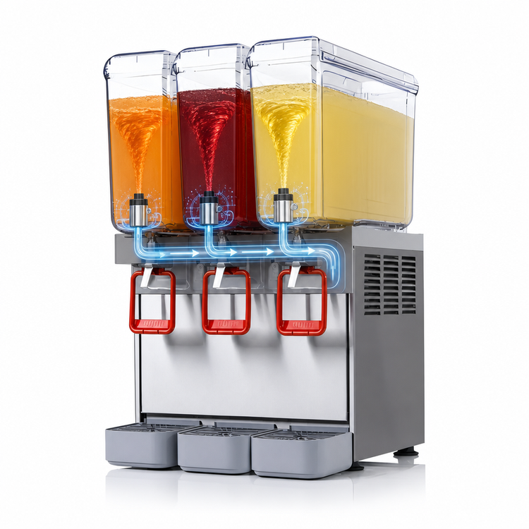 Product image #3 for Trento Ugolini Arctic Compact 3-Bowl Countertop Juice Dispenser, 2.1 Gallon Bowls