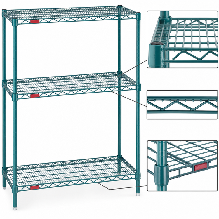 Product image #3 for Eagle Group Valu-Gard 4-Tier Wire Starter Shelving Unit, 30 x 18 x 63 Inch, Green Epoxy