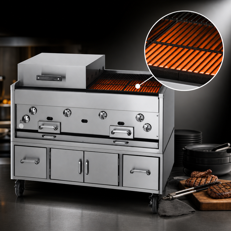 Product image #3 for Titan KC-60-RAD 60-Inch Countertop Gas Smoke Broiler Charbroiler with Cast Iron Radiants