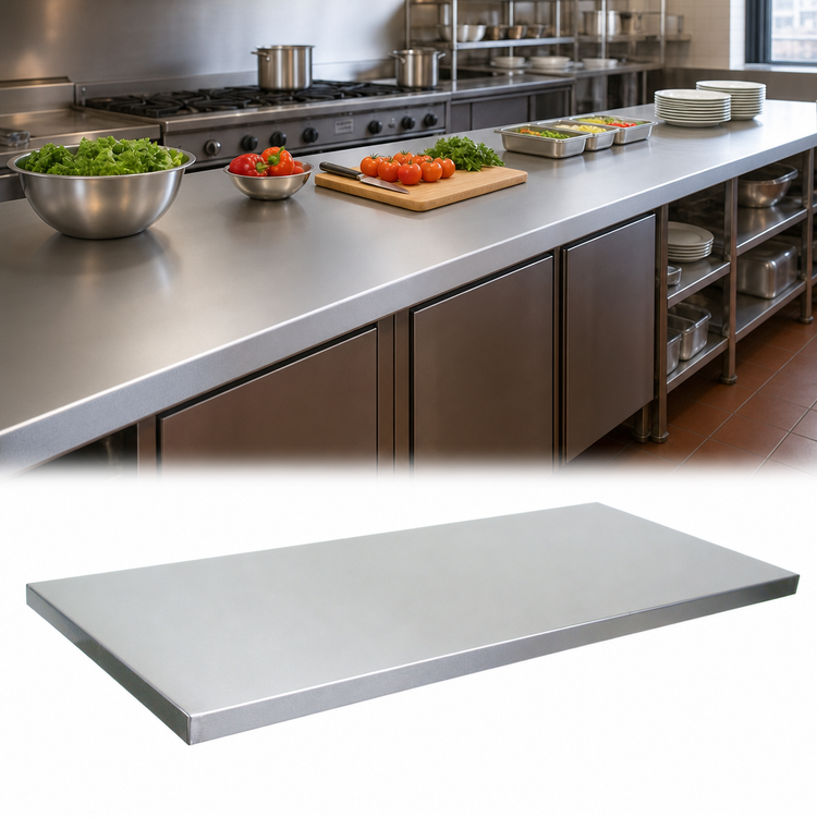Product image #3 for John Boos 120" x 30" Flat Stainless Steel Countertop, 1-1/2" Thick