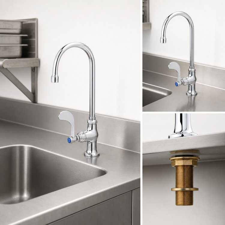 Product image #3 for Single Pantry Deck-Mount Swivel/Rigid Gooseneck Faucet with Wrist Action Handle