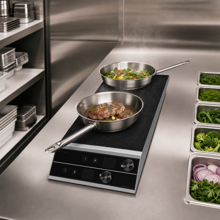 Product image #3 for Hatco Rapide Cuisine High-Powered 2-Burner Countertop Dual Induction Range, Front-to-Back, 208-240V