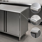 Thumbnail image #3 for Eagle Group Spec-Master CBH3084SE 84-Inch Enclosed Stainless Steel Work Table, 30-Inch Deep, 14-Gauge 304 Top, 4 Hinged Doors