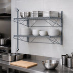 Thumbnail image #3 for Quantum WC34-CB2160GY Wall-Mount Cantilever Double-Shelf Wire Shelving Kit, 60 x 21 Inches, Gray Epoxy