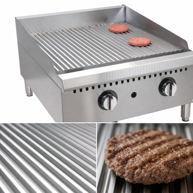 Product image #3 for Comstock-Castle 36-Inch Countertop Gas Griddle with Fully Grooved Steel Plate and Thermostat Controls