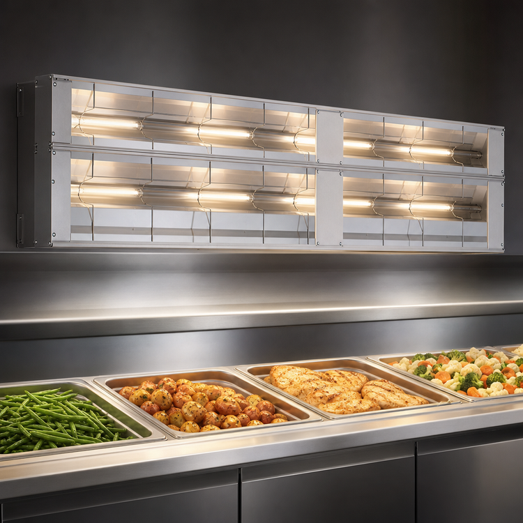 Product image #3 for Hatco Glo-Ray 72-Inch Lighted Infrared Strip Heater with Single Metal Heating Rod, Aluminum, 2.085 kW