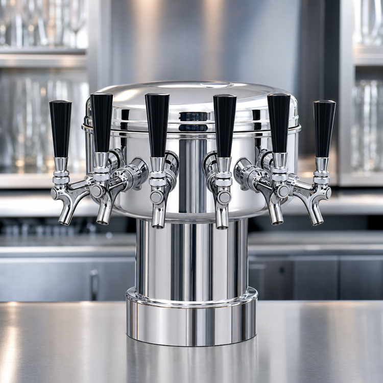 Product image #3 for Glastender 6-Faucet Mushroom Glycol-Cooled Draft Dispensing Tower, Mirror Finish