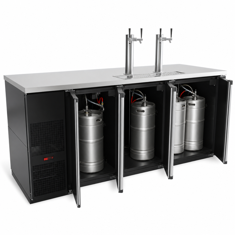 Product image #3 for Pro-Line E-Series Three-Section Direct Draw Beer Cooler, 4-Keg, 80-Inch, Black