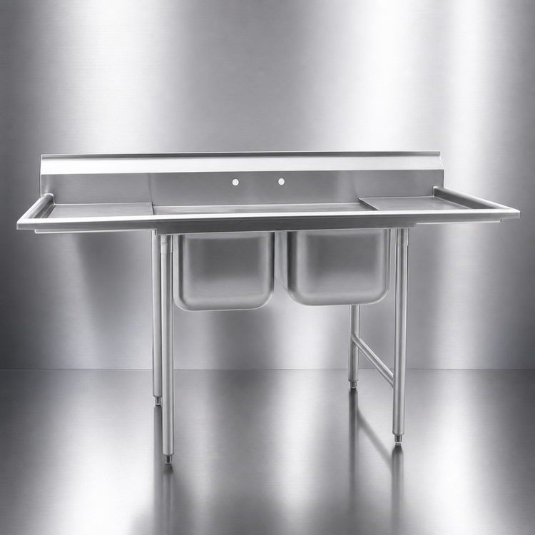 Product image #3 for Eagle Group 314 Series Floor Model 2-Compartment Stainless Steel Sink with Left Drainboard